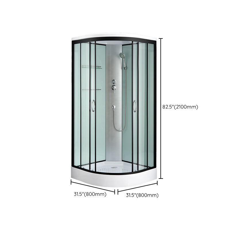 Rounded Shower Stall with Shower Base Tempered Glass Shower Stall