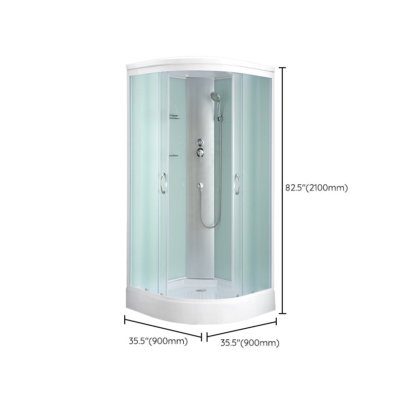 Rounded Shower Stall with Shower Base Tempered Glass Shower Stall