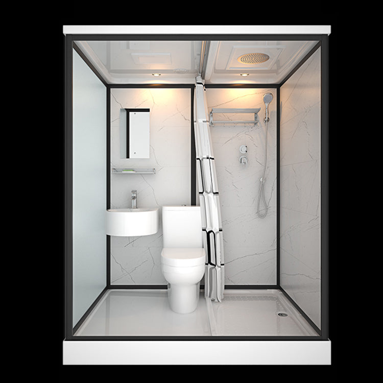 Bathroom Shower Stall Framed Single Sliding Rectangular Shower Enclosure