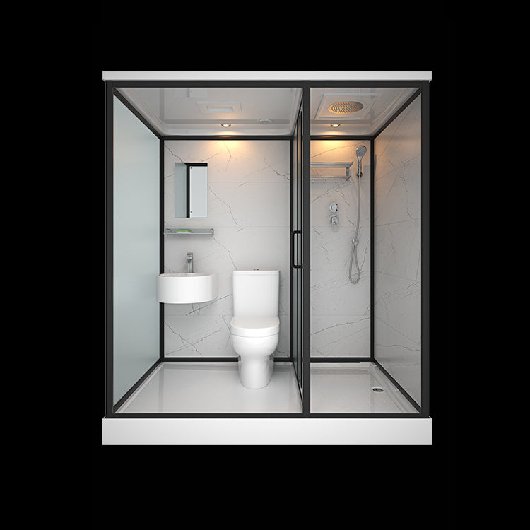 Bathroom Shower Stall Framed Single Sliding Rectangular Shower Enclosure