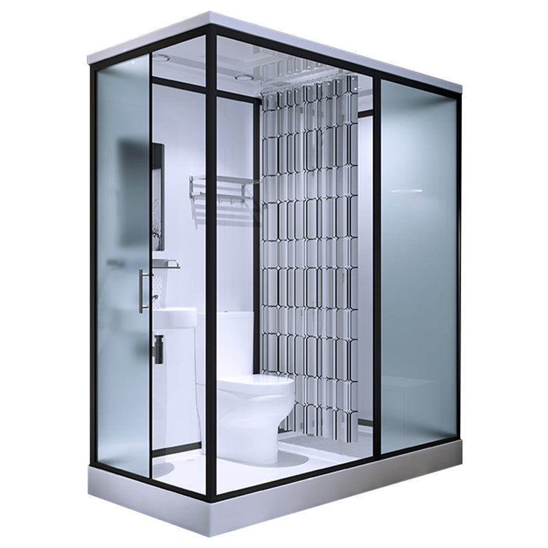 Bathroom Shower Stall Framed Single Sliding Rectangular Shower Enclosure