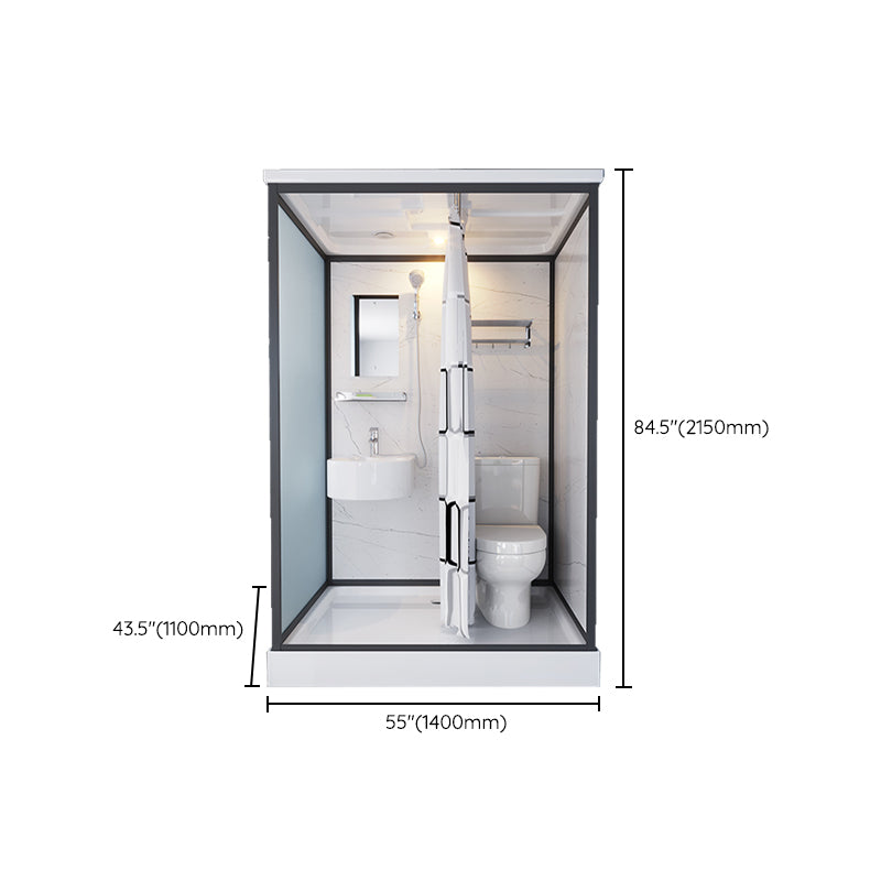 Bathroom Shower Stall Framed Single Sliding Rectangular Shower Enclosure