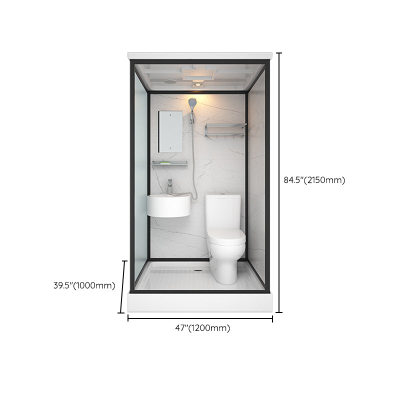 Bathroom Shower Stall Framed Single Sliding Rectangular Shower Enclosure