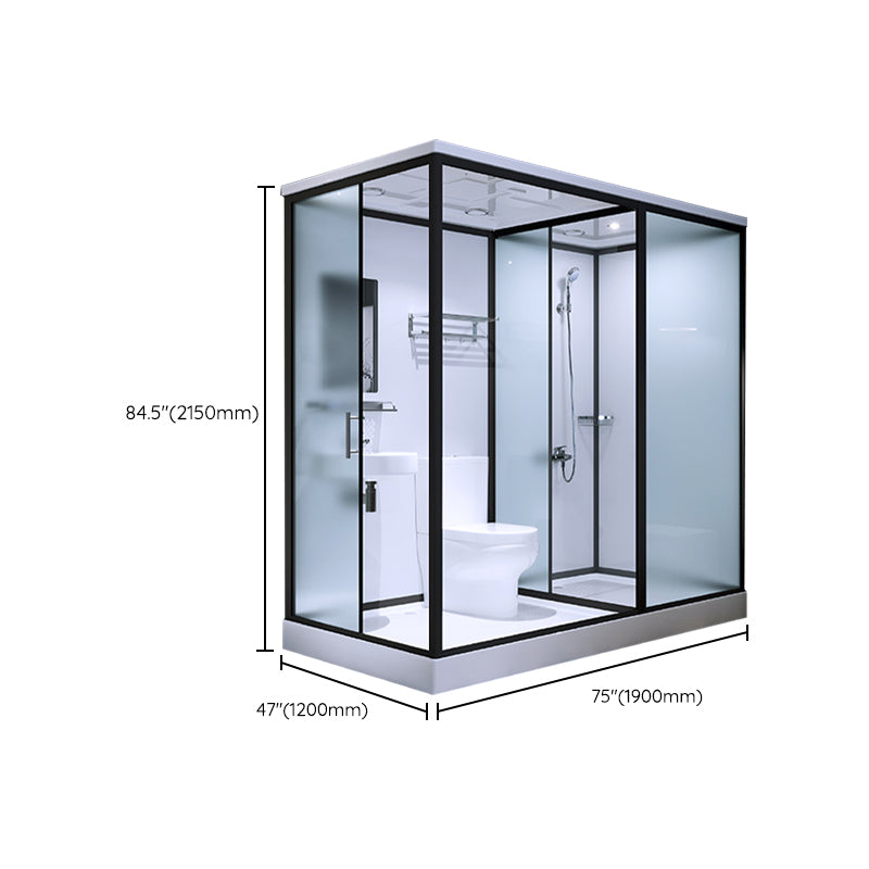 Bathroom Shower Stall Framed Single Sliding Rectangular Shower Enclosure