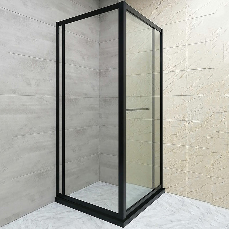 Shower Enclosure Black Hinged Corner Square Clear Shower Stall