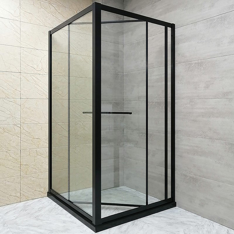 Shower Enclosure Black Hinged Corner Square Clear Shower Stall