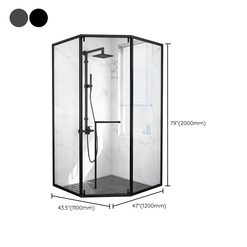 Modern Shower Enclosure Tempered Glass Corner with Door Handle Shower Stall