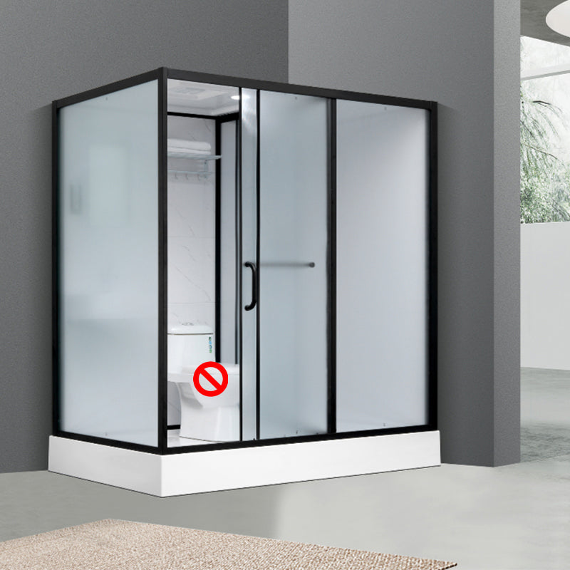 Shower Enclosure Clear Framed Single Sliding Rectangle Black Shower Stall