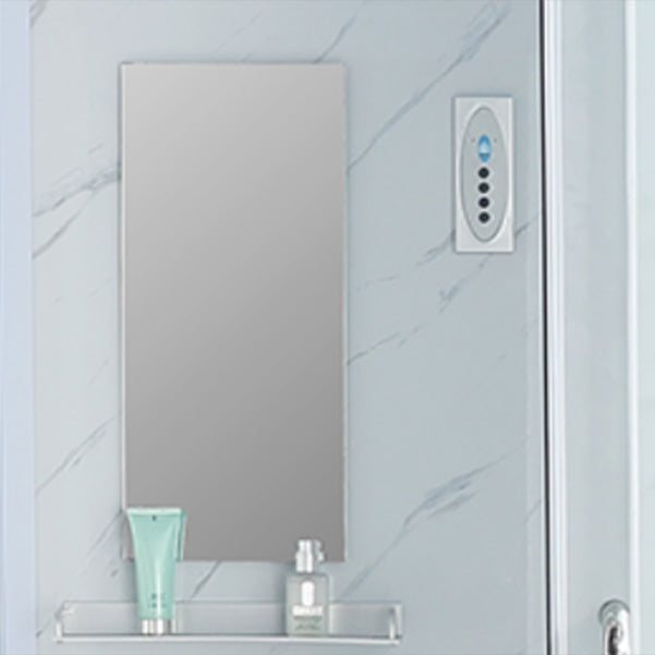 Shower Stall Semi-Frameless Single Sliding Rectangle White Frosted Shower Enclosure