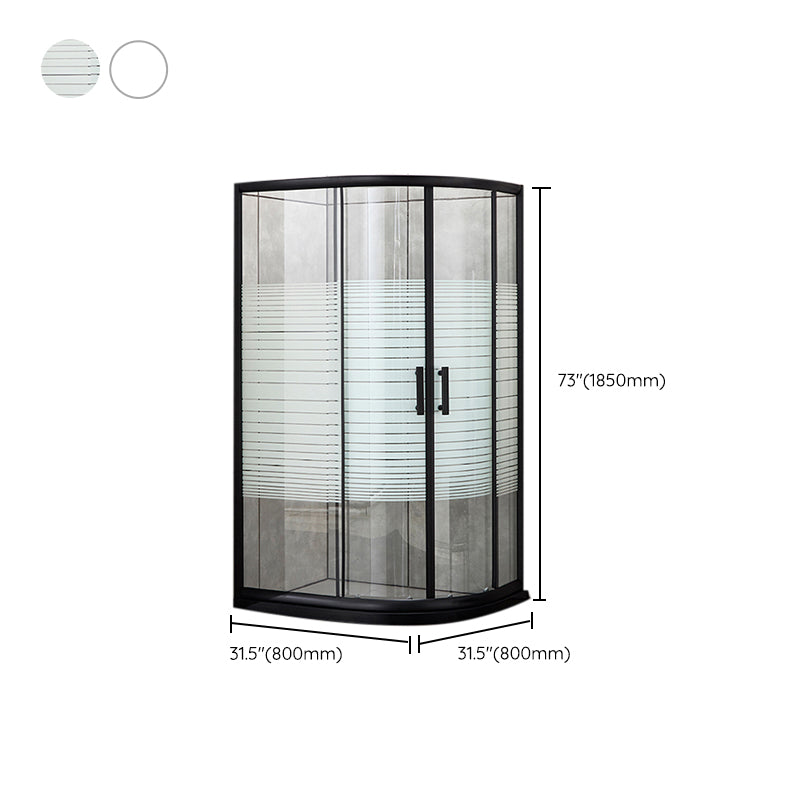 Contemporary Shower Stall Semicircle Metal Framed Shower Stall