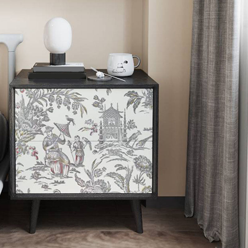 Contemporary Night Table Storage Accent Table Nightstand with 2 Drawers for Bedroom