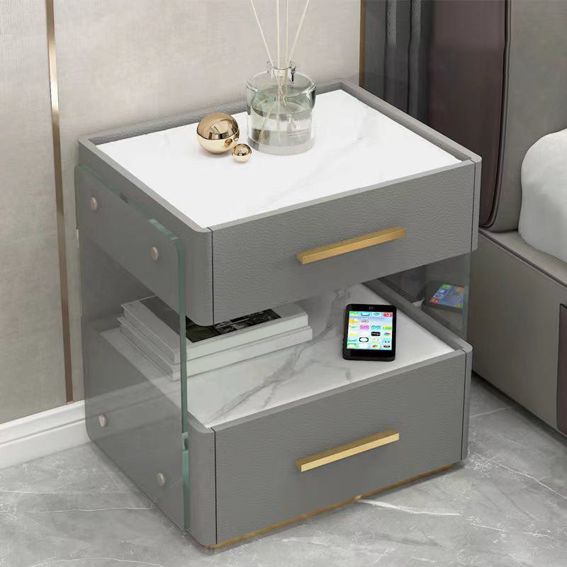 Glam Accent Table Nightstand Open Storage Night Stand for Bedroom and Home