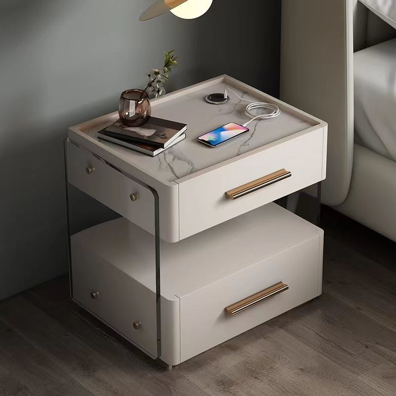 Glam Accent Table Nightstand Open Storage Night Stand for Bedroom and Home