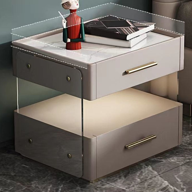 Glam Accent Table Nightstand Open Storage Night Stand for Bedroom and Home