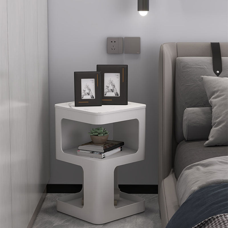 Glam Accent Table Nightstand Metal/Stone Night Table for Bedroom