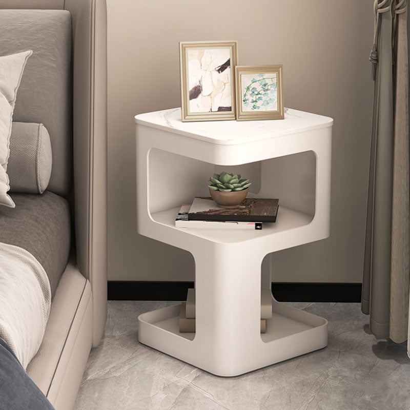 Glam Accent Table Nightstand Metal/Stone Night Table for Bedroom