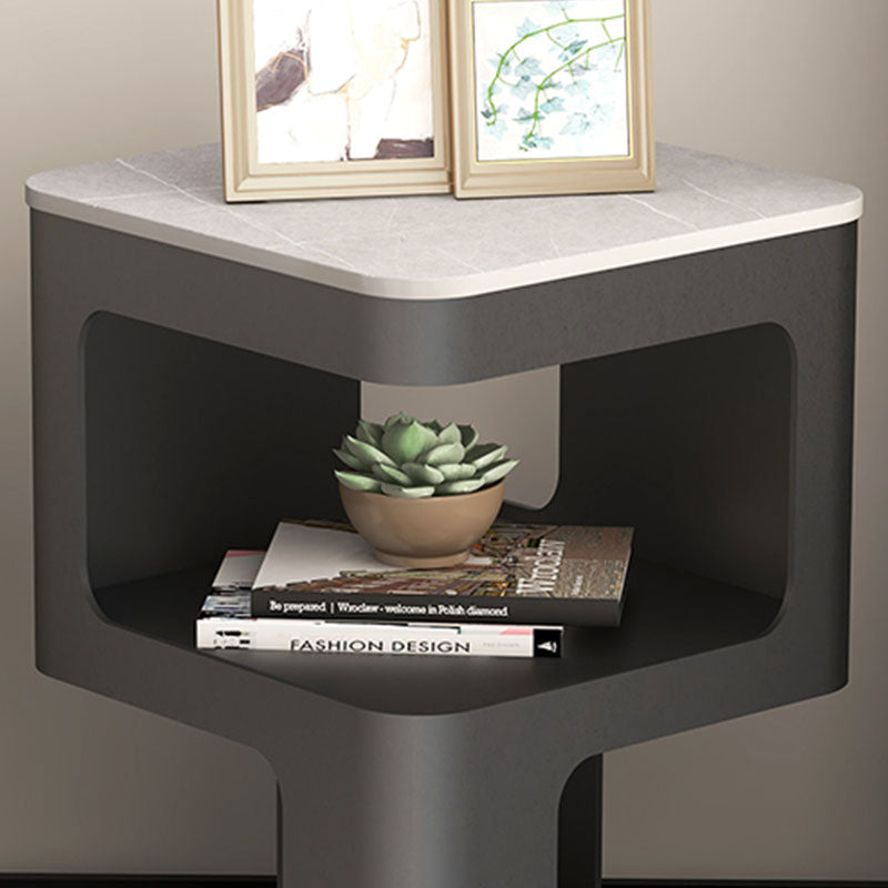 Glam Accent Table Nightstand Metal/Stone Night Table for Bedroom