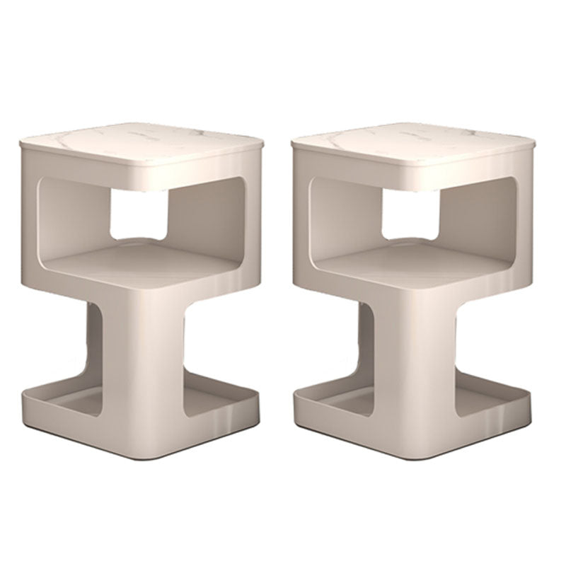 Glam Accent Table Nightstand Metal/Stone Night Table for Bedroom