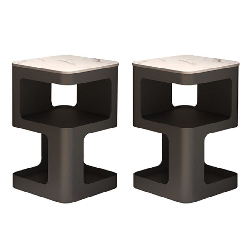 Glam Accent Table Nightstand Metal/Stone Night Table for Bedroom