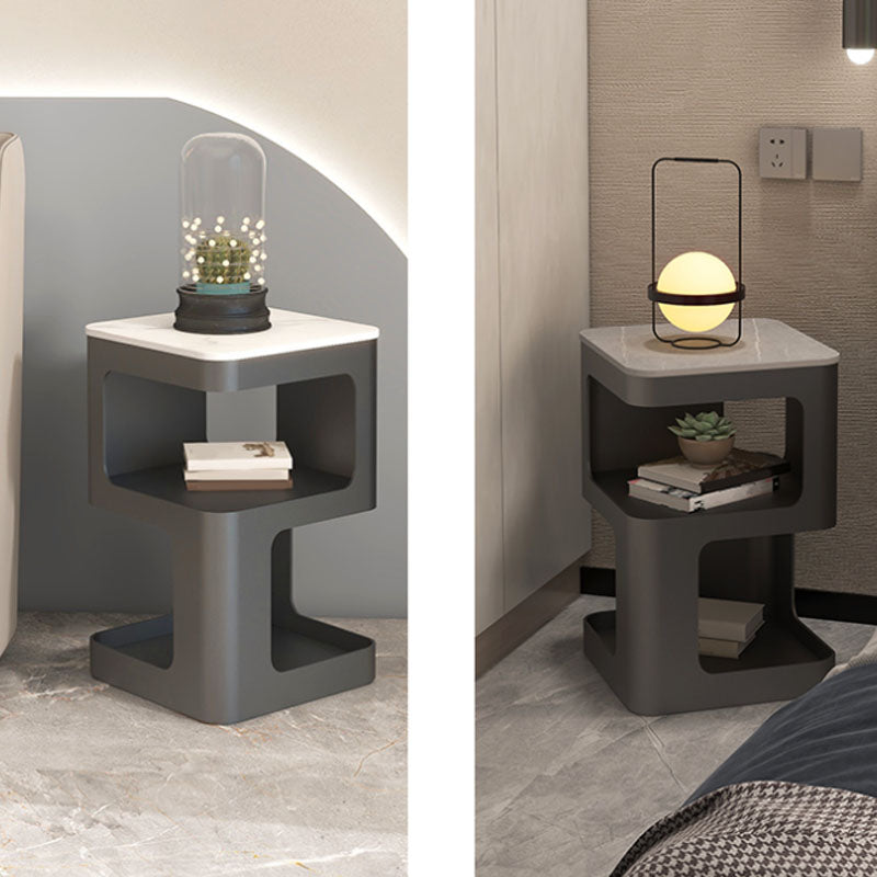 Glam Accent Table Nightstand Metal/Stone Night Table for Bedroom