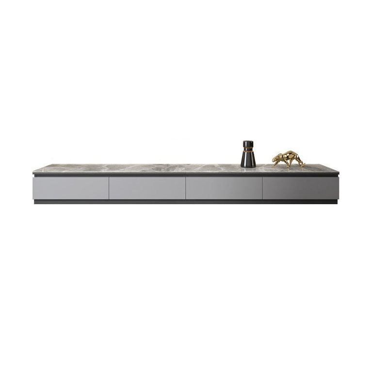 Faux Wood Media Console Contemporary Gray TV Console with Drawers