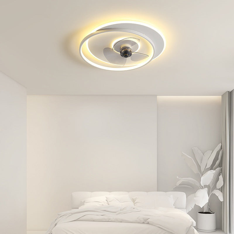 3-Blade White/Black Ceiling Fan Modern Metallic Fan with Light for Home