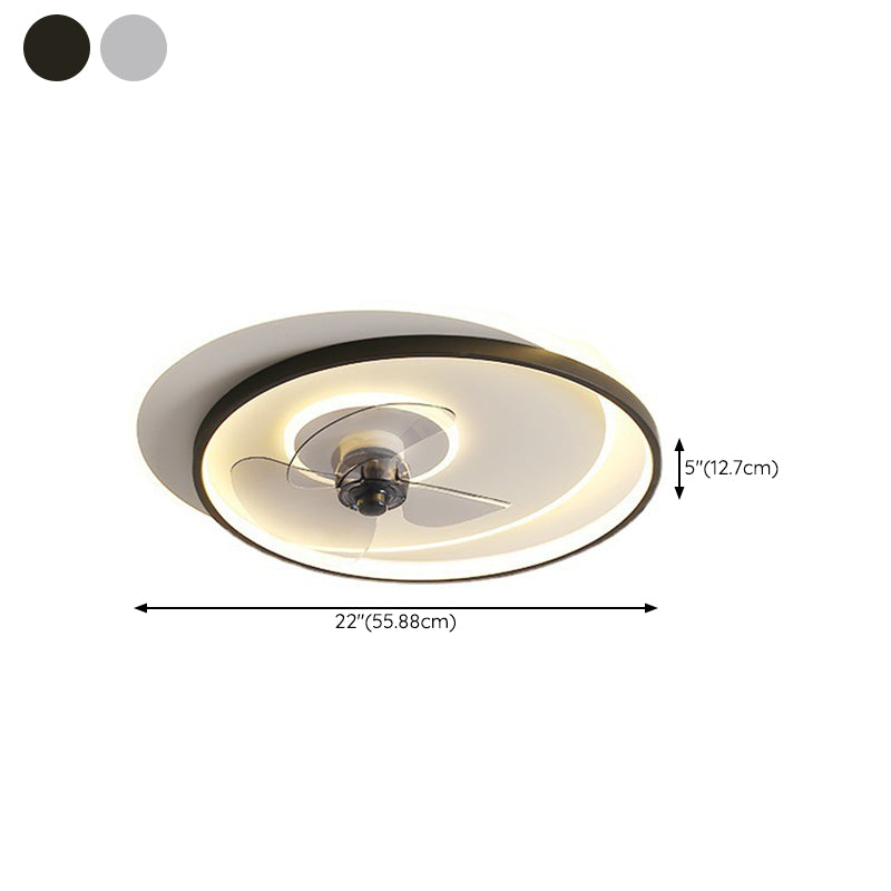 3-Blade White/Black Ceiling Fan Modern Metallic Fan with Light for Home