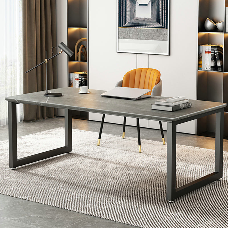 Stone Rectangle Office Desk Modern Style Computer Desk in Gray