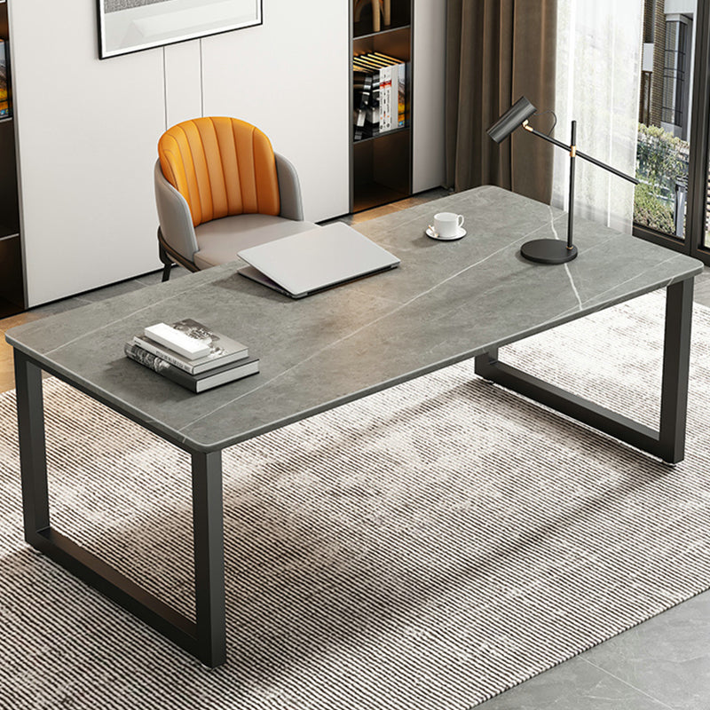 Stone Rectangle Office Desk Modern Style Computer Desk in Gray