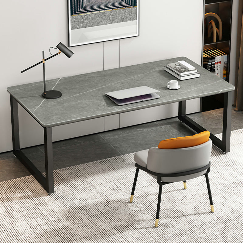 Stone Rectangle Office Desk Modern Style Computer Desk in Gray