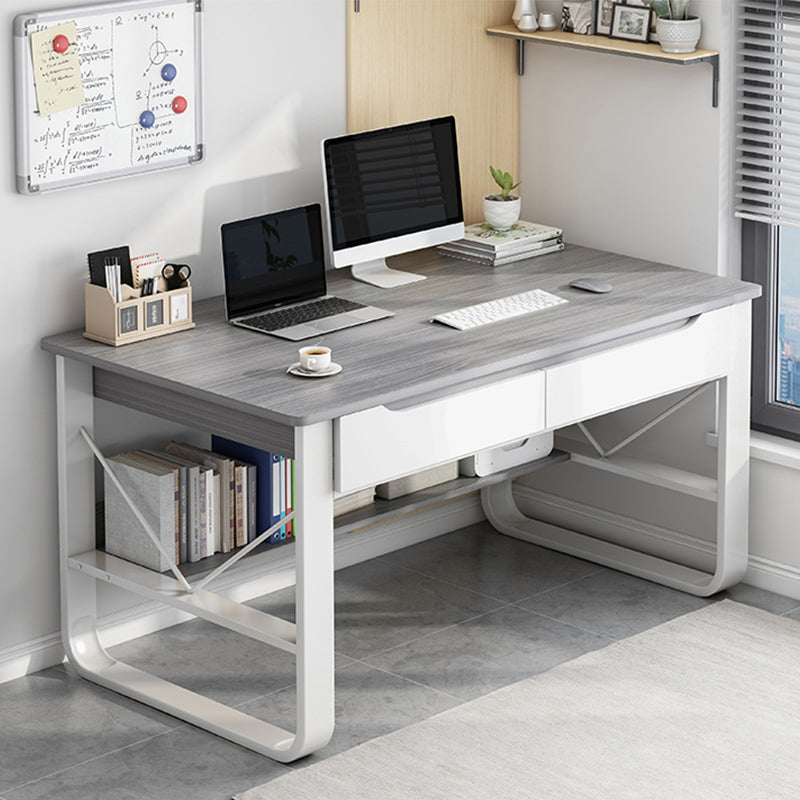 Wooden Rectangular Writing Modern Sled Base Office Desk with Drawers