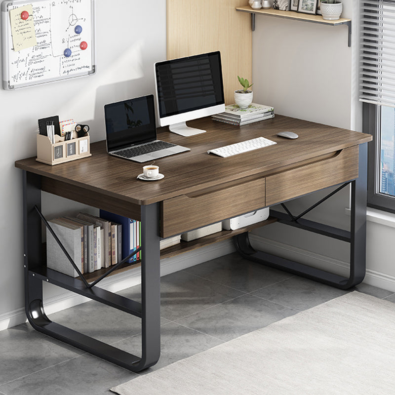 Wooden Rectangular Writing Modern Sled Base Office Desk with Drawers