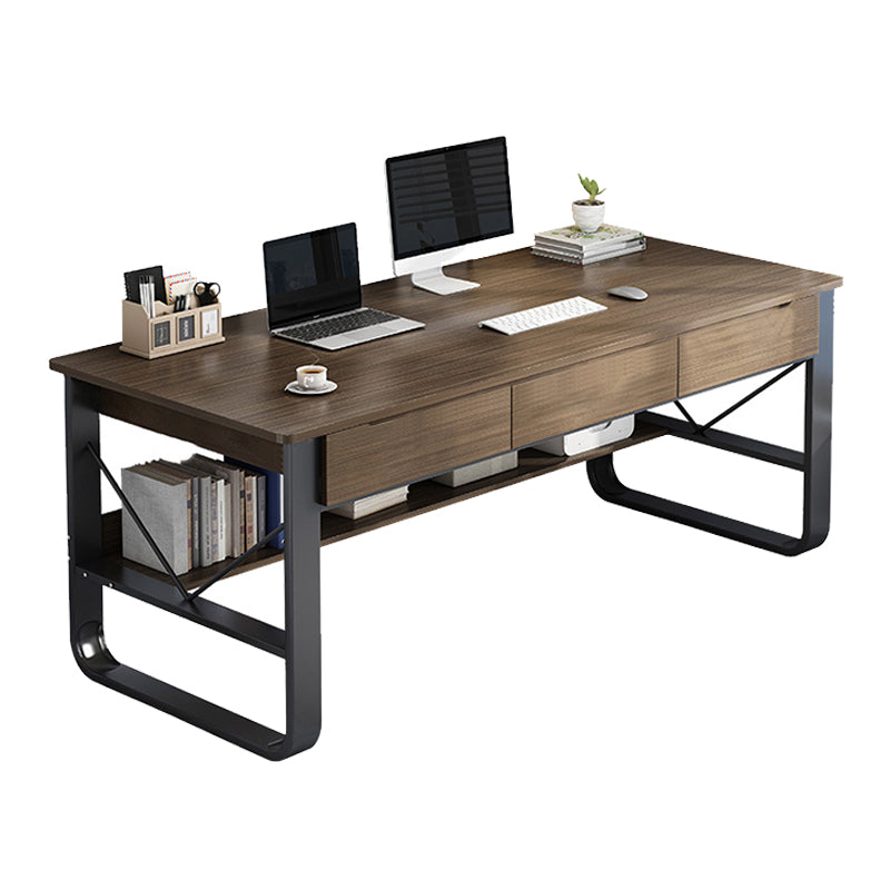 Wooden Rectangular Writing Modern Sled Base Office Desk with Drawers