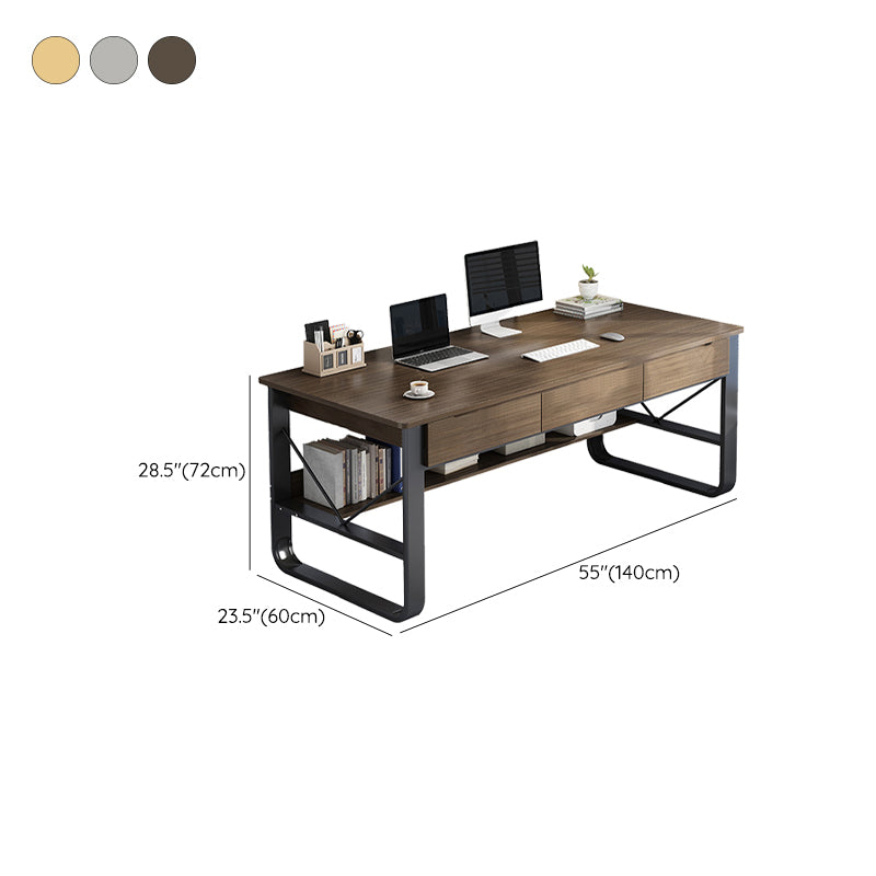 Wooden Rectangular Writing Modern Sled Base Office Desk with Drawers