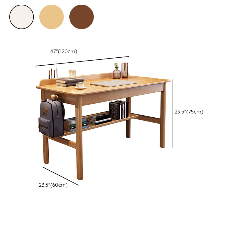 Rectangular Shaped Writing Desk Brown/White/Natural Office Desk with 1/2 Drawers