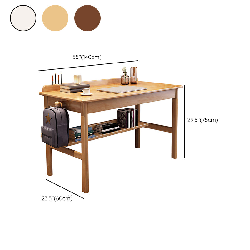 Rectangular Shaped Writing Desk Brown/White/Natural Office Desk with 1/2 Drawers