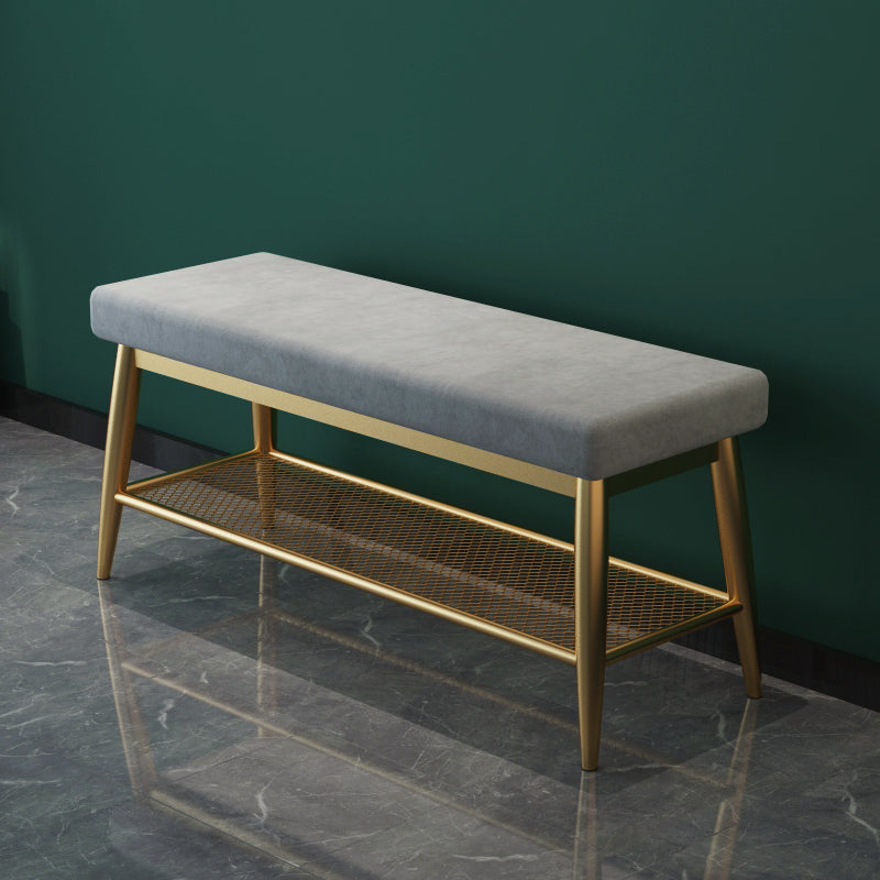 Modern Entryway Bench Cushioned Metal Seating Bench with Shoe Storage