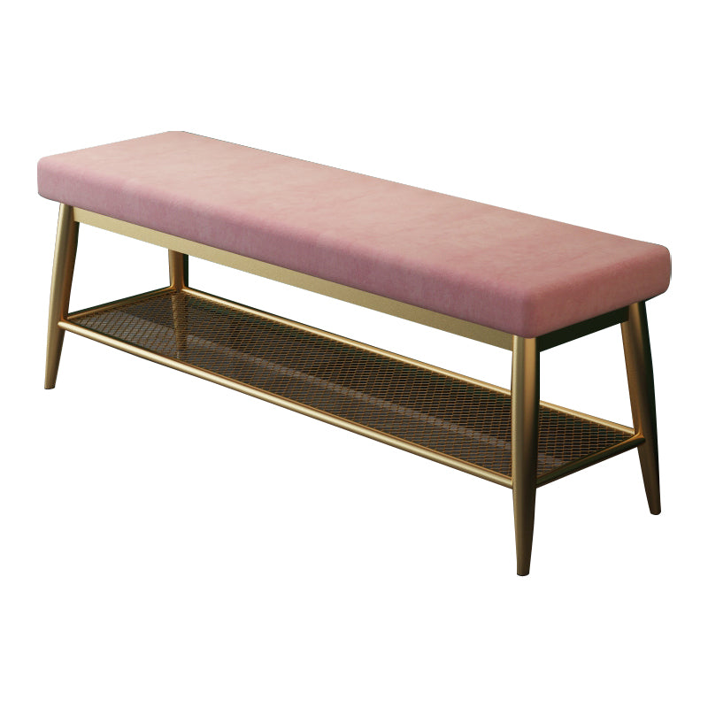 Modern Entryway Bench Cushioned Metal Seating Bench with Shoe Storage