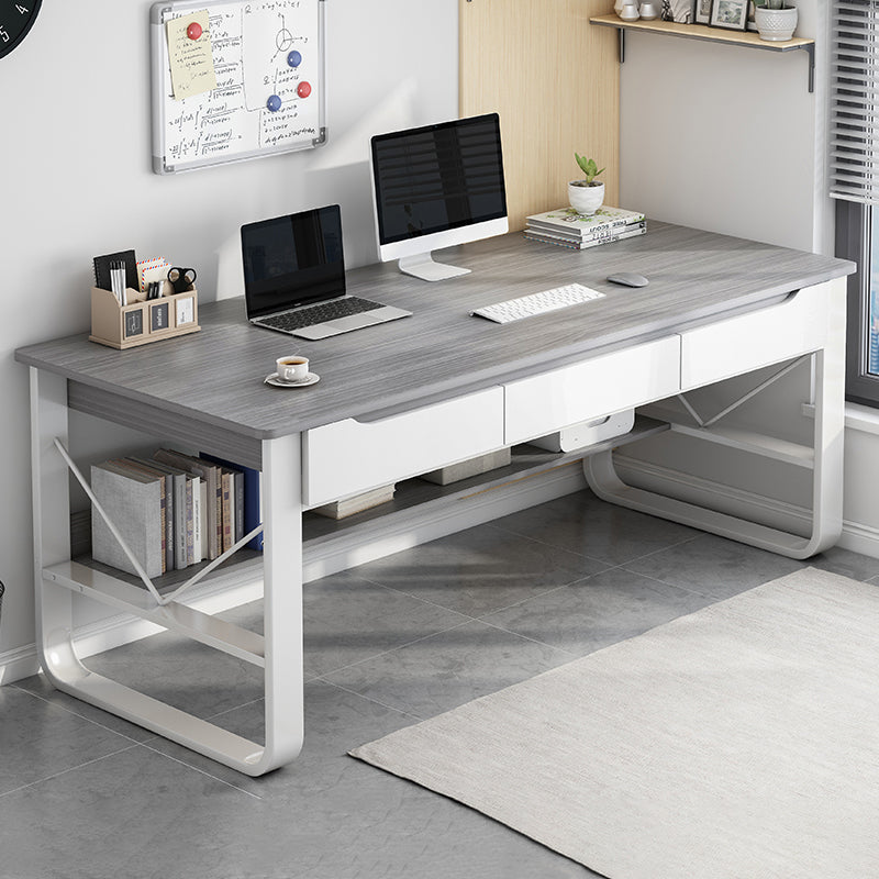 Wooden Rectangular Writing Modern Sled Base Office Desk with Drawers