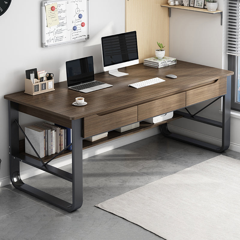 Wooden Rectangular Writing Modern Sled Base Office Desk with Drawers