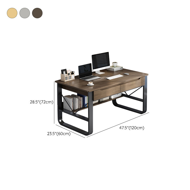 Wooden Rectangular Writing Modern Sled Base Office Desk with Drawers