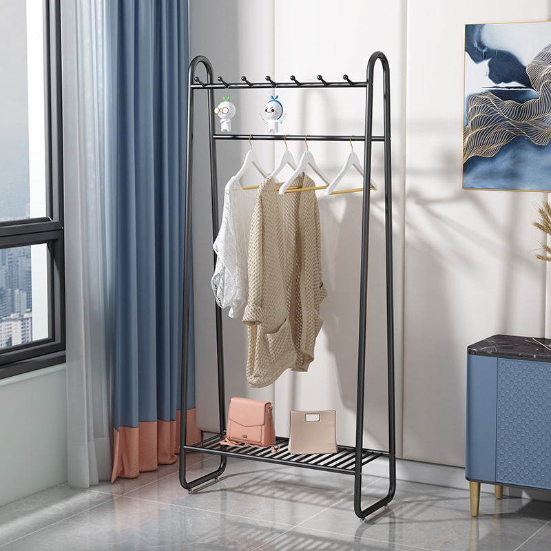 Modern Clothes Hanger Coat Hooks Free Standing Coat Rack with Storage Shelves