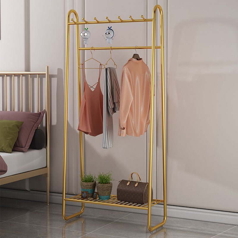 Modern Clothes Hanger Coat Hooks Free Standing Coat Rack with Storage Shelves