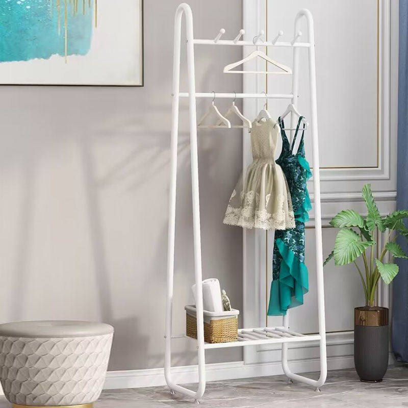 Modern Clothes Hanger Coat Hooks Free Standing Coat Rack with Storage Shelves