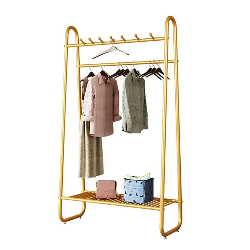 Modern Clothes Hanger Coat Hooks Free Standing Coat Rack with Storage Shelves