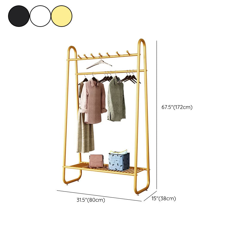 Modern Clothes Hanger Coat Hooks Free Standing Coat Rack with Storage Shelves