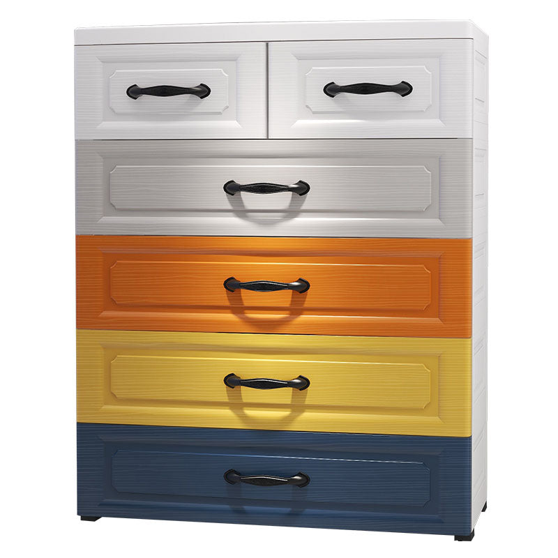 Modern Nursery Dresser Plastic Chest Kids Nightstand with 6 Drawers , 13.65 Inch W