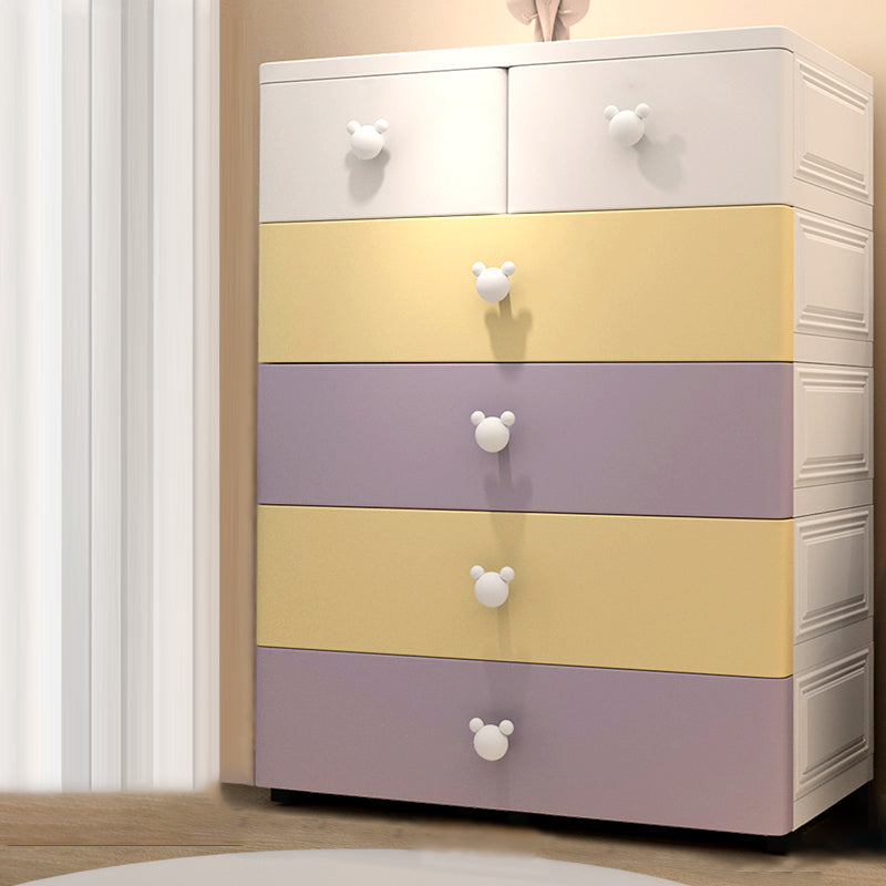 Modern Chest Kids Nightstand Plastic Nursery Dresser with 6 Drawers