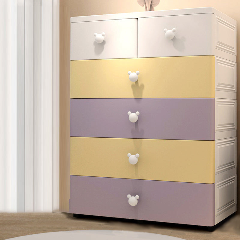 Modern Chest Kids Nightstand Plastic Nursery Dresser with 6 Drawers