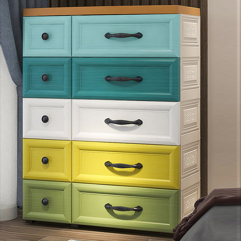 Modern Chest Kids Nightstand Plastic Nursery Dresser with 5/6/10 Drawers